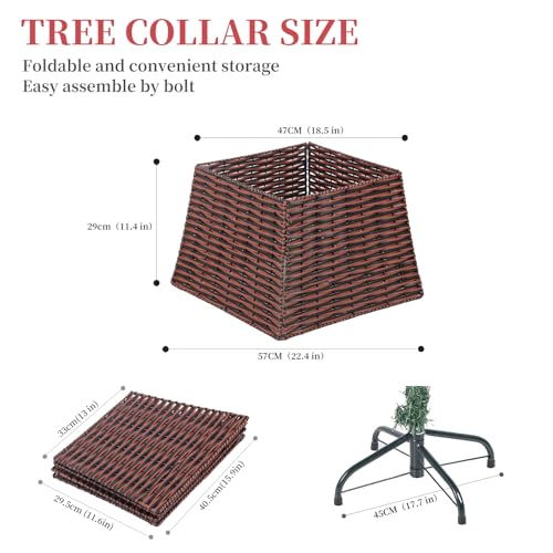 Vencer-224-Christmas-Tree-CollarPlastic-Rattan-Xmas-Tree-SkirtRustic-DecorationsTree-Skirt-Base-for-Christmas-Tree-DecorationsRedBlackCTS-RB007 Vencer 224 Christmas Tree CollarPlastic Rattan Xmas Tree SkirtRustic DecorationsTree Skirt Base for Christmas Tree DecorationsRedBlackCTS RB007