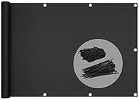VOUNOT Balkon Sichtschutz 90x500 cm, Balkonbespannung Balkonsichtschutz für Terrasse und Zaun, HDPE Gewebe, UV-Schutz, Wetterfest, Schwarz