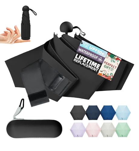 LILAC Travel Mini Umbrella with UPF 50+ Cooling UV Rain...
