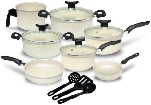 Jogo de Panelas Antiaderente com Tampa de Vidro, 10 Peças