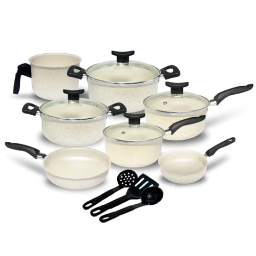 Conjunto de Utensílios Antiaderentes com Tampa de Vidro 10 Peças