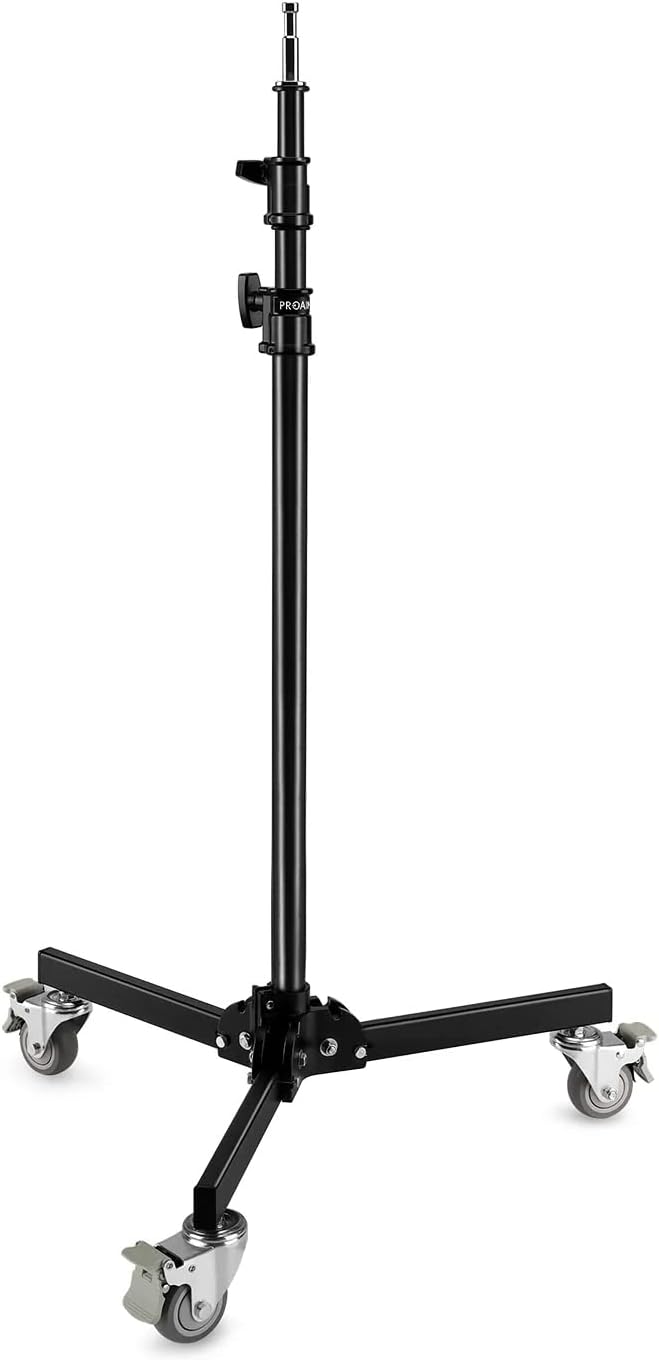 PROAIM 8.6ft Heavy Duty Folding Wheel Base Light Stand. 5/8” Baby Pin Mounting for Light & Photography Gear. Payload up to 13.06kg/30lb. for Photographers, Studios, Live Events