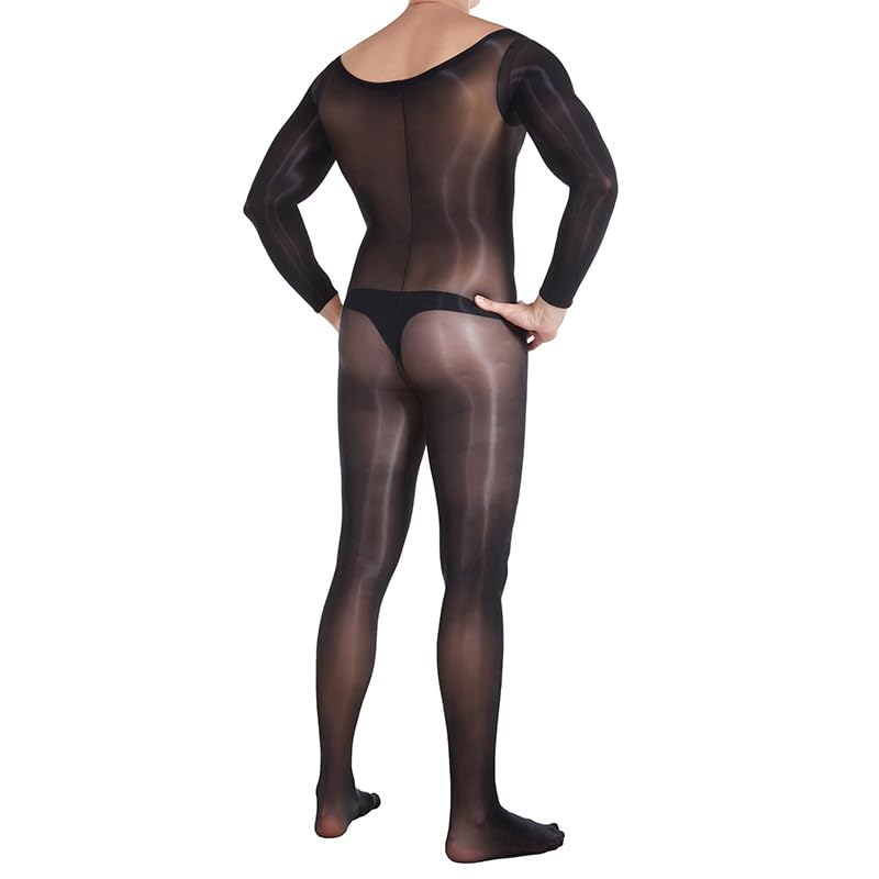 HTRUIYATY Herren Glänzende Bodystocking 8D Ganzkörperstrumpfhose Men Jumpsuit Elastische und stylische Bodysuit