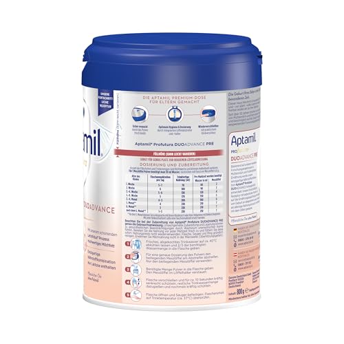 12. Bild von Aptamil Profutura DUOAdvance PRE – Anfangsmilch von Geburt an, Mit DHA, Nur Laktose, Ohne Palmöl, Babynahrung, Milchpulver, 1x 800 g 800 g (1er Pack)
