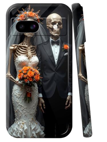 GYSYSQSH for Google Pixel 8A Phone Case 6.1" Slim Hard PC Wireless Charging Shell Girls Women Men Lightweight Shockproof Drop Protective Anti-Scratch Cover for Pixel 8A,Marry Skull