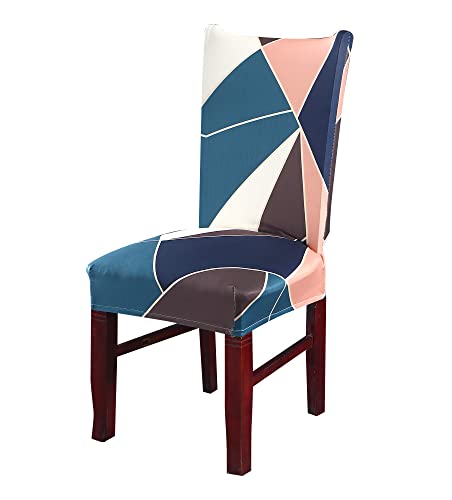 Image of House of Quirk Elastic Chair Cover Stretch Removable Washable Short Dining Chair Cover Protector Seat Slipcover (Pack of 1, Green Peach Prism)