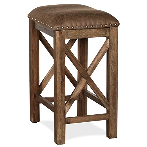 Hillsdale Furniture Willow Bend Stationary Backless Counter Height Stools, Set Of 2, Antique Brown Walnut #TOP4