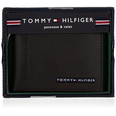 Tommy Hilfiger Men's Genuine Leather Passcase Wallet with ID Window and Multiple Card Slots