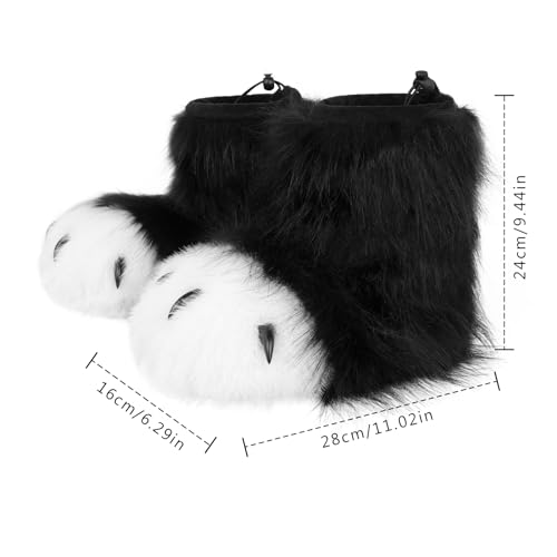 Image of Animal Fuzzy Slippers Bear Cat Wolf Dog Fox Fursuit Feet Paw Claw Shoes Furry Boots Costume Accessories for Adult Kids