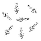 Pandahall 20pcs Tibetan Style Treble Clef Pendants Free Music Symbol Beads Musical Note Charms for Long Dangle Necklace Jewelry Makings 26x10x2mm Antique Silver