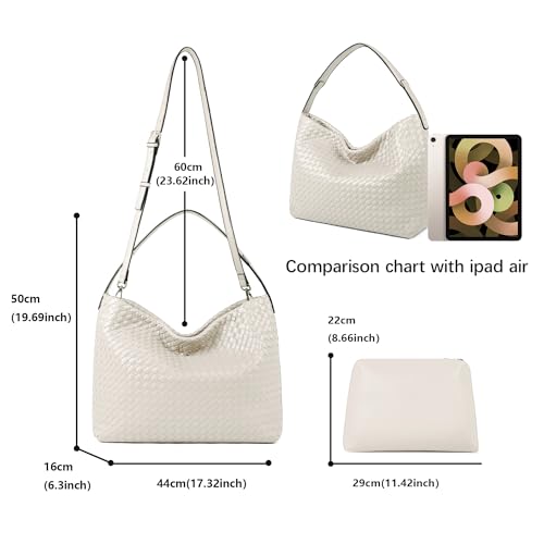 Woven Tote Bag for Women, Lightweight Vegan Leather Crossbody Purse Large shoulder handbag for Travel, Work3