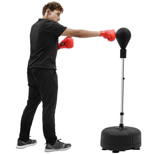 Punchingball - Saco de boxeo de pie para adultos, pera de 120 a 160 cm, altura ajustable, equipo de boxeo de pie, para entrenamiento, fitness, entrenamiento (negro) - imagen 2