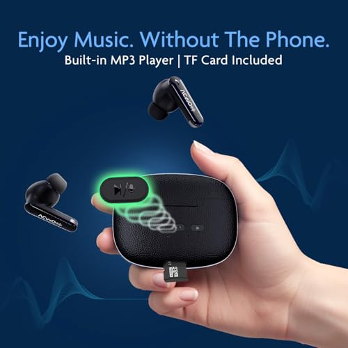 Image of ACwO DwOTS Muze, in-Built MP3 Player, TF Card Support, Recording Mode, Real-Time Audio Monitoring, 10mm Drivers Bluetooth Earbuds, 45H Playtime, TWS Ear Buds Wireless Earphones with Mic (Black)