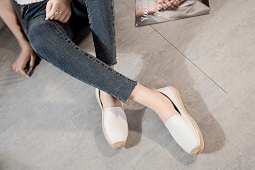 Image of Women's Classic Slip on Flat Shoes Casual Cap-Toe Platform Simple Espadrille Canvas Loafers