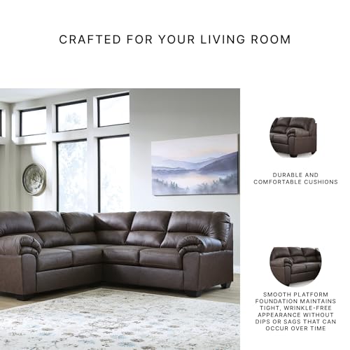 Image of Signature Design by Ashley Faux Leather Sectional Sofa, Brown /Umber