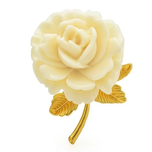 ピンズ ピン バッジ ブローチ バッヂ (シンプル フラワー) (花 陶器のようなオフホワイト ゴールド 金)