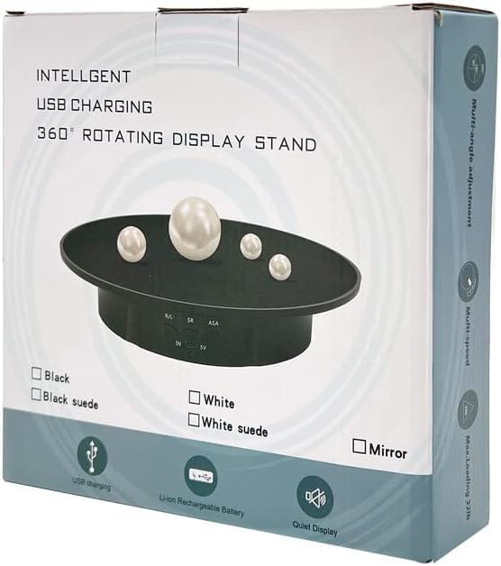 Image of Electric Rotating Display Stand for Jewelry, 360 Degree Rotating Turntable, Adjustable Smooth Rotation, Non-Slip USB Charge, Multi-Functional Rotary Table for Photography Products, (20CM /5KG)