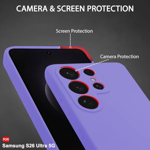 Image of TheGiftKart for Samsung S26 Ultra Case, Liquid Silicone Cover, Soft Micro-Fibre Lining Inside, Raised Edges for Camera & Screen Protection, Shockproof Galaxy S26 Ultra Back Cover (Silicone, Violet)