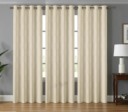 Image of Premium Window Curtains 5 feet Long Set of 3 pcs | 70-75% Room Darkening Window Curtain Panel | 4x5 ft Parde | Color-Cream