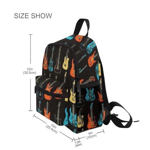 Colorful Guitar Toddler Backpack for Boys Girls Preschool Kindergarten Nursery with Name Tag S4