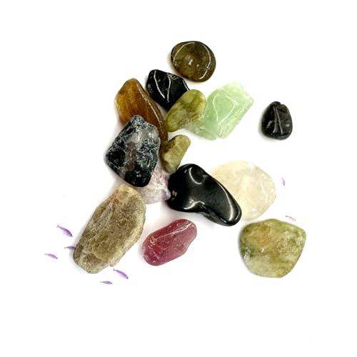 13. YG802 Multicolored Tourmaline Aquarium Décor Rocks with a Vibrant Array of Pink Green and Blue Crystal Formations