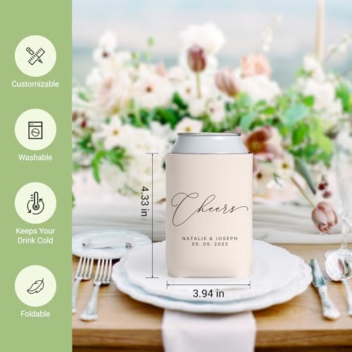 Image of Custom Wedding Can Coolers, Customized Wedding Favors for Guests Bulk