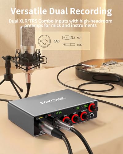 Image of Audio Interface, 2X2 24-bit /192kHz Interface for High-Fidelity, Studio Quality PC /Mac /iOS Recording, XLR /TRS Combo Input, Monitor Mix /Loopback Function, One-cable Setup(Alloy Grey)