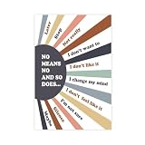 YFET School Counselors Therapy Office Decor No Means No Consent Education Wall Art Body Safety Rules Room Aesthetic Posters Canvas Wall Art Prints Unframe 12x18inch