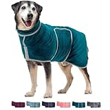 Lucky Pooch Luxurious Dog Robe Towel – Double Layer Dog Bathrobe – Fast Drying Dog Bath Towel Robe – Super Absorbent & Ultra Soft Wearable Dog Towels for Drying Dogs (M, Teal)