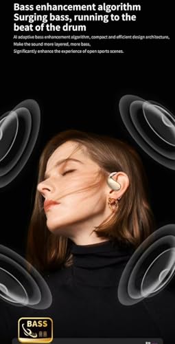 Image of U30 OWS Open Ear Wireless Earbuds with Display, ENC Mic for Crystal-Clear Calls, 60hr Playtime with Type-C Fast Charging, BT5.4 Gaming Bluetooth Earphones, Touch Control Sports Headphone (BEIGE)