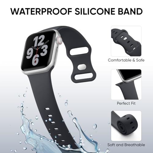 Silicone Band Compatible with Apple Watch Bands for Women 40mm 44mm 45mm 46mm 38mm 41mm 42mm 49mm Ultra Men, Sport Strap for iWatch Bands Series 10 9 8 7 6 5 4 3 SE