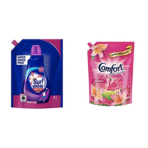 Image of Surf Excel Front Load Matic Liquid Detergent Pouch - 2 L & After Wash Fabric Conditioner Pouch - 2 l Combo