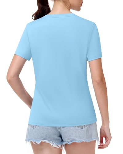 Image of Runhit Womens Workout Tops Short Sleeve UPF 50+ Athletic Sun Shirts Quick Dry V Neck T-Shirt Moisture Wicking Gym Hiking Tee