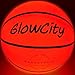 GlowCity Glow Balls for Kids - Pack of 3 with Official Sized Glow in The Dark Football, LED Basketball and Size 5 Light Up Soccer Ball - Spare Batteries Included