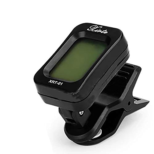 JER Bass Tuner Guitar Tuner Ukulele Tuner Clip en el sintonizador de la Guitarra afinador para Guitarras Ukeleles Violines Bajo Incluye batería (Negro) 1PCS