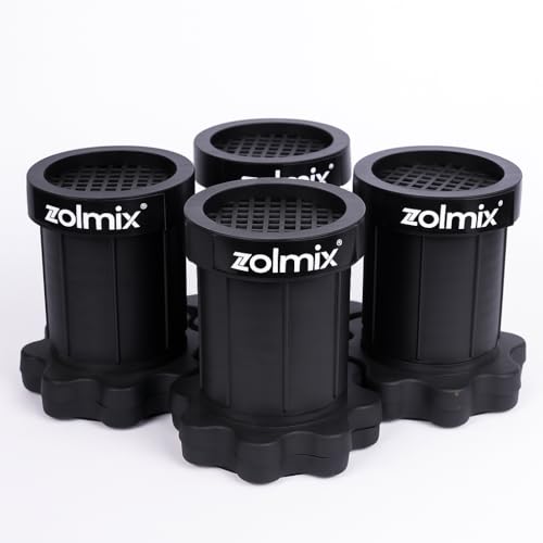 ZOLMIX® Anti Vibration Pads for Washing Machine – 4 Pcs Set, Rubber Anti-Slip Feet for Washing Machine, Refrigerator & Floor Stand, Height Adjustable, Reduce Noise & Protect Floors – Black