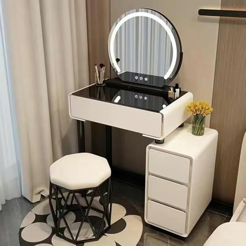 ���ϑ� �h���b�T�[ �R���p�N�g ���C�N�f�X�N ���� dressing table �����K���X�V�� ��?�� �I�V���� ���[�t�� LED�~���[���C�g�t�����邳�����\��3�̏Ɩ����[�h �h���b�T�[�e�[�u�� �P�n ������� ����50cm�`80cm (���ƃX�c�[��