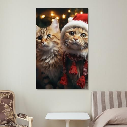 Toile murale chat de Noël cadeau idéal décoration esthétique - 7