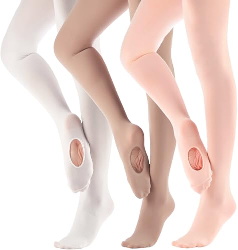 Image of MdnMd Girls' Women's Ballet Tights Ultra Soft Convertible Dance Leggings Transition Tights for Toddler Kids Adult