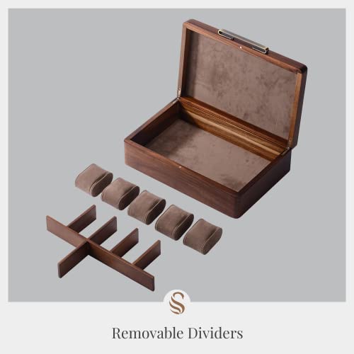 Shanik Wooden Large Watch Box For Men - Personalized Storage Box With 5 Slots For Watches - Organizer Box For Personal Stuff (Without Engraving) #TOP6