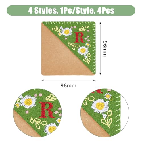 HOBBIESAY 4 Styles Hand Embroidered Corner Bookmark Letter R Bookmark Felt Triangle Page Stitched Cute Flower Bookmarks Reading Accessories for Women Men Book Lovers Readers Teachers - Image 2