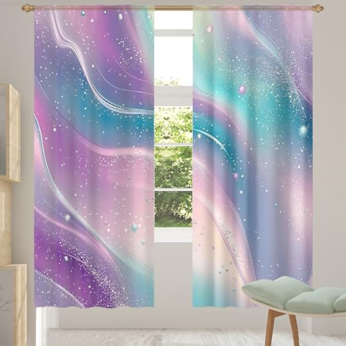 Mexpekil Cortinas transparentes de mármol líquido para sala de estar, dormitorio, cortina de gasa filtrante de luz con bolsillo para barra, cortinas de privacidad para ventana, juego de 2 paneles de