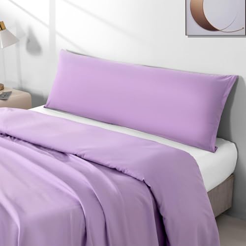 Image of Body Pillow Pillowcase with Zipper 1 piece,Purple,20 inchx54 inch | Body Pillow Cover with Zipper,Long Pillow Case,Cozy Microfiber Body Pillow Case Cover