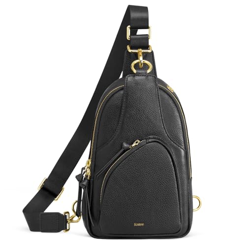 Image of Kattee Sling Bag for Women, Leather Fanny Packs Crossbody Purse, Small Chest Bag with RFID Blocking, Black