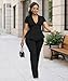knowfashionstyle Pants Suits for Women Dressy 2 Piece Short Sleeve Blazer Set Business Casual Formal Work Outfits with Pocket Black 2XL