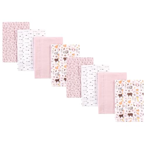Image of Hudson Baby Cotton Poly Flannel Burp Cloths Multipack, Girl Pinecone 8-Pack, One Size