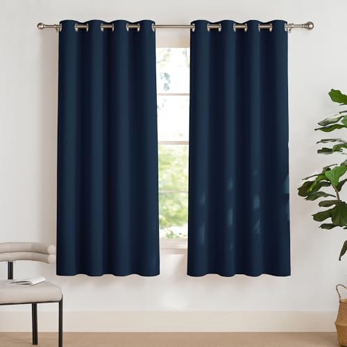 PONY DANCE Rideau Thermique - Lot de 2 Panneau à Oeillets de Fenêtre Tissu Lourd Lumineux Bloquer Isolation Du Bruit pour Chambre Enfant/ado, L 140 X H 175...