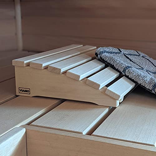 VIAMO® Sauna Kopfstütze Kopfteil Rückenlehne gebogen aus Abachiholz 39,5 x 30 cm