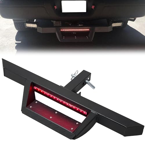 ECOTRIC Universal Drop Hitch Step w/LED Brake Light for 2