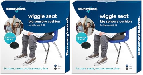 Image of Bouncyband - Wiggle Seat - Gray, 13 inch D - Large Sensory Cushion for Kids Ages 6-18+ - Promotes Active Learning, Improves Student Productivity, Includes Easy-Inflation Pump (Pack of 2)